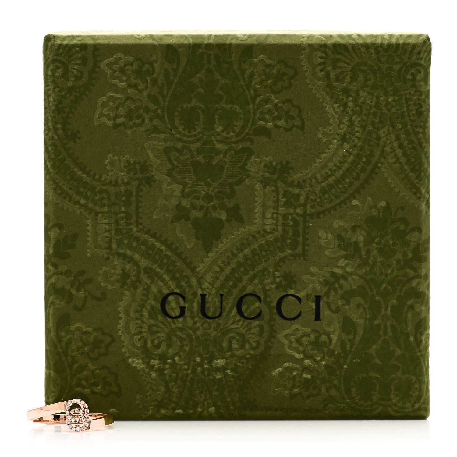 Gucci 18K Rose Gold Diamond GG Running Ring 50 5.25 7 of 7