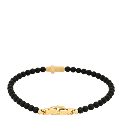 David Yurman 18K Yellow Gold Black Onyx Spiritual Beads Cross Station Bracelet 2 of 3