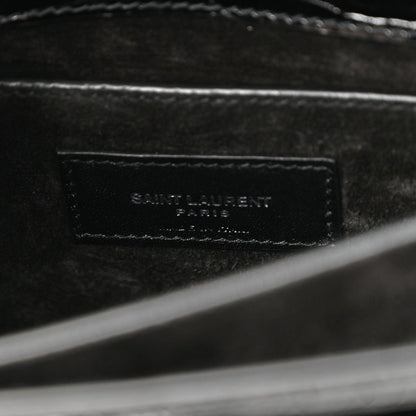 Saint Laurent Calfskin Crocodile Embossed Medium Monogram Sunset Black 6 of 10