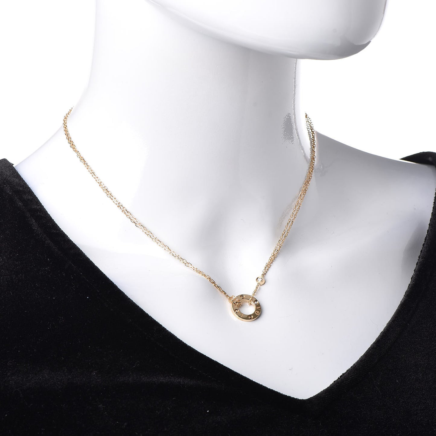 18K Yellow Gold 2 Diamond LOVE Necklace