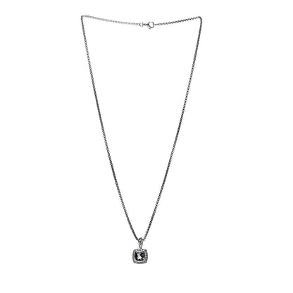 David Yurman Sterling Silver Diamond Amethyst 7mm Petite Albion Pendant Necklace 3 of 7