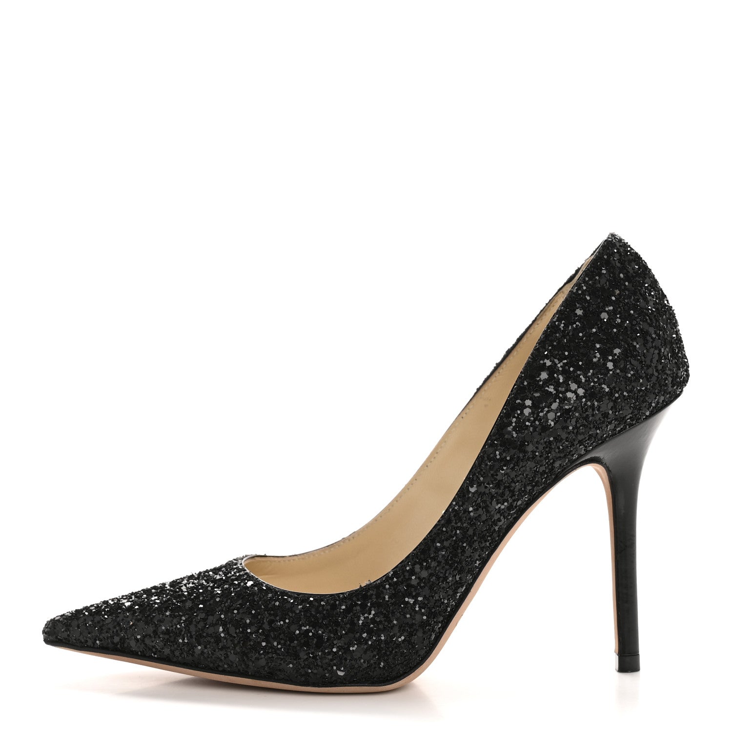 Jimmy Choo Coarse Glitter Pointy Toe Romy 85 Pumps 35 Black 1 of 8