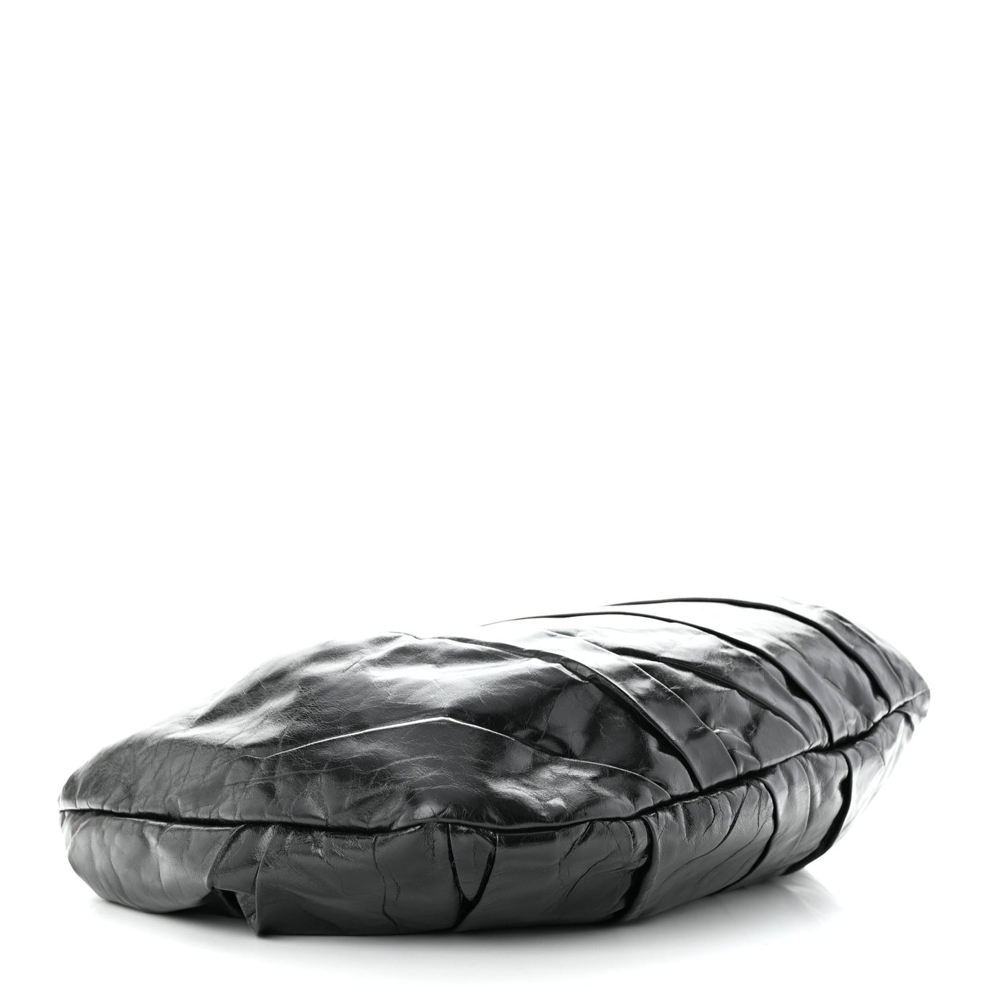 Glazed Calfskin Twisted Hobo Black