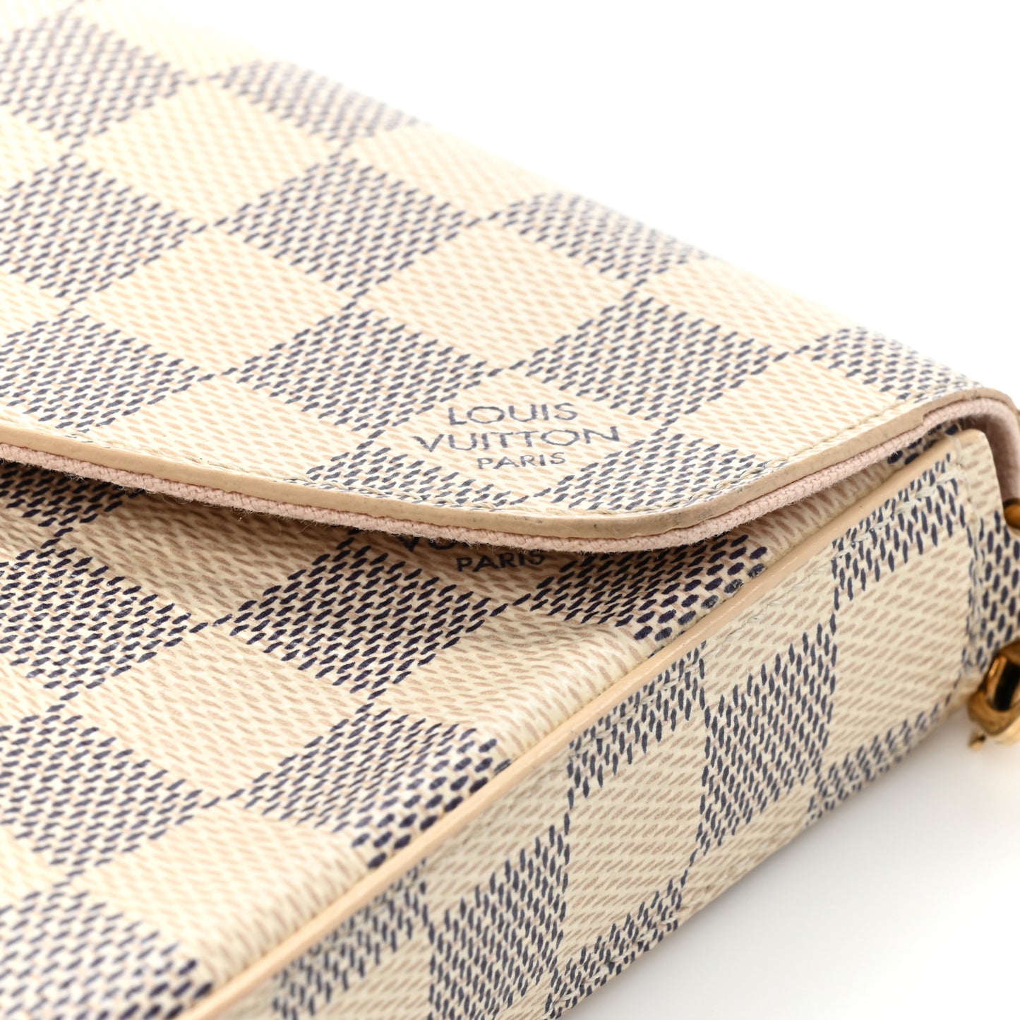 LOUIS VUITTON Damier Azur Pochette Felicie Chain Wallet Rose Ballerine