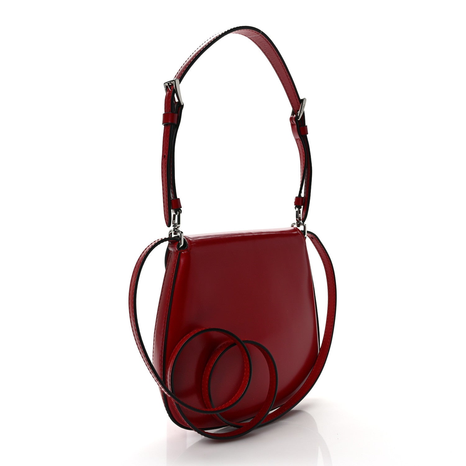 Prada Spazzolato Mini Cleo Flap Adjustable Strap Shoulder Bag Scarlatto Black 3 of 8
