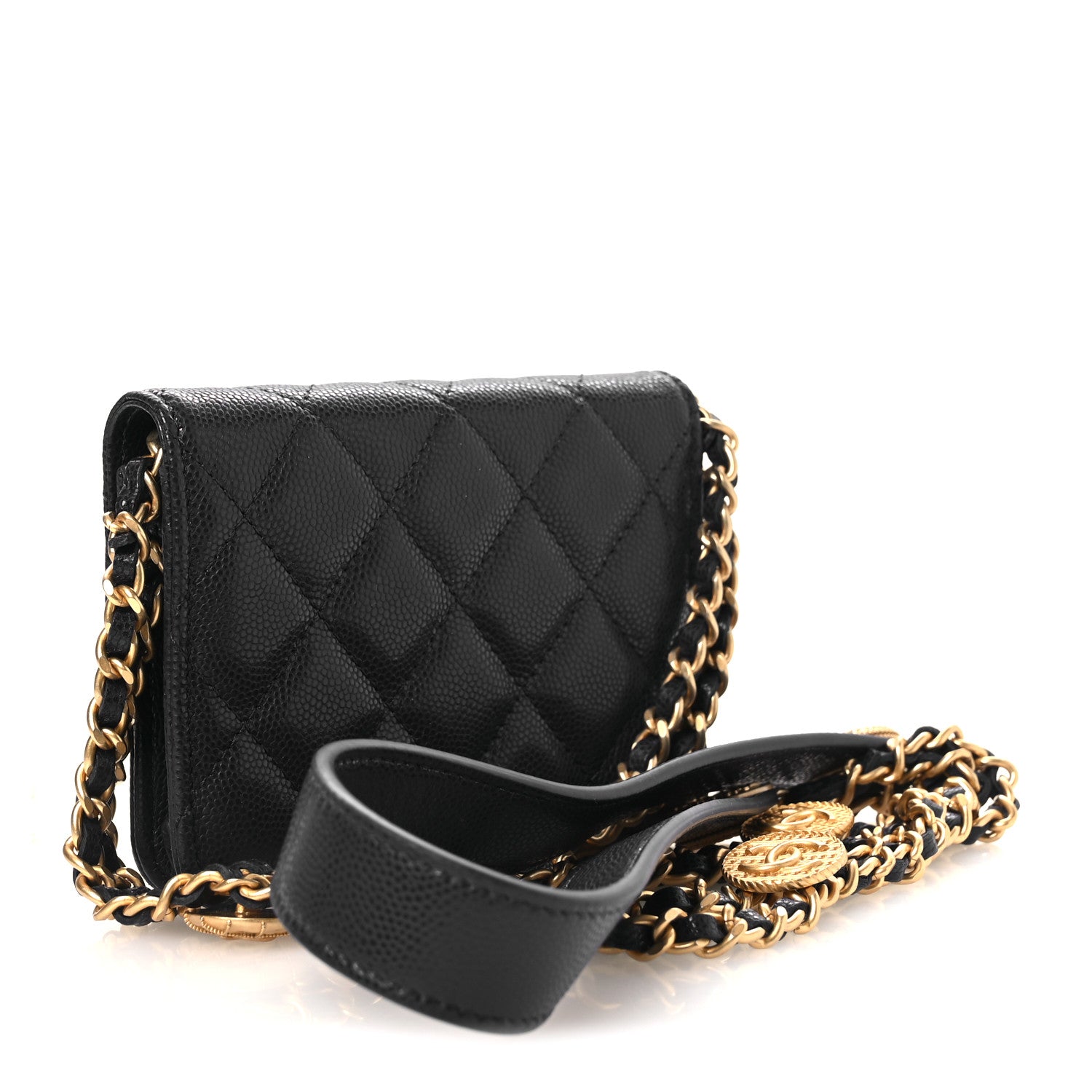 Chanel Caviar Quilted Twist Your Buttons Coin Purse With Chain Navy 3 of 12
