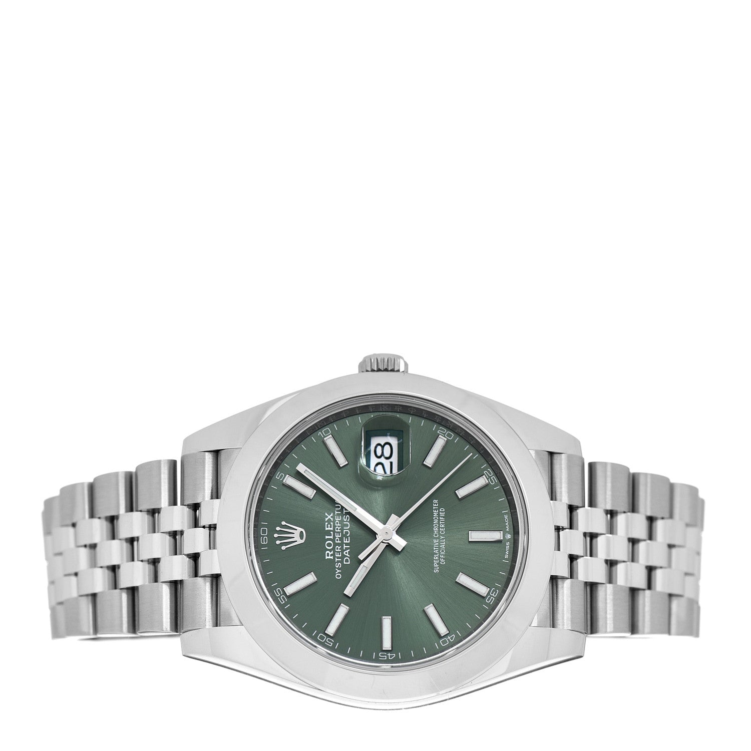 Rolex Stainless Steel 41mm Oyster Perpetual Datejust Watch Mint Green 126300 2 of 5