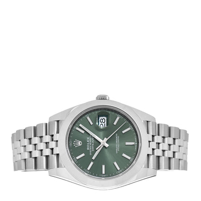 Rolex Stainless Steel 41mm Oyster Perpetual Datejust Watch Mint Green 126300 2 of 5