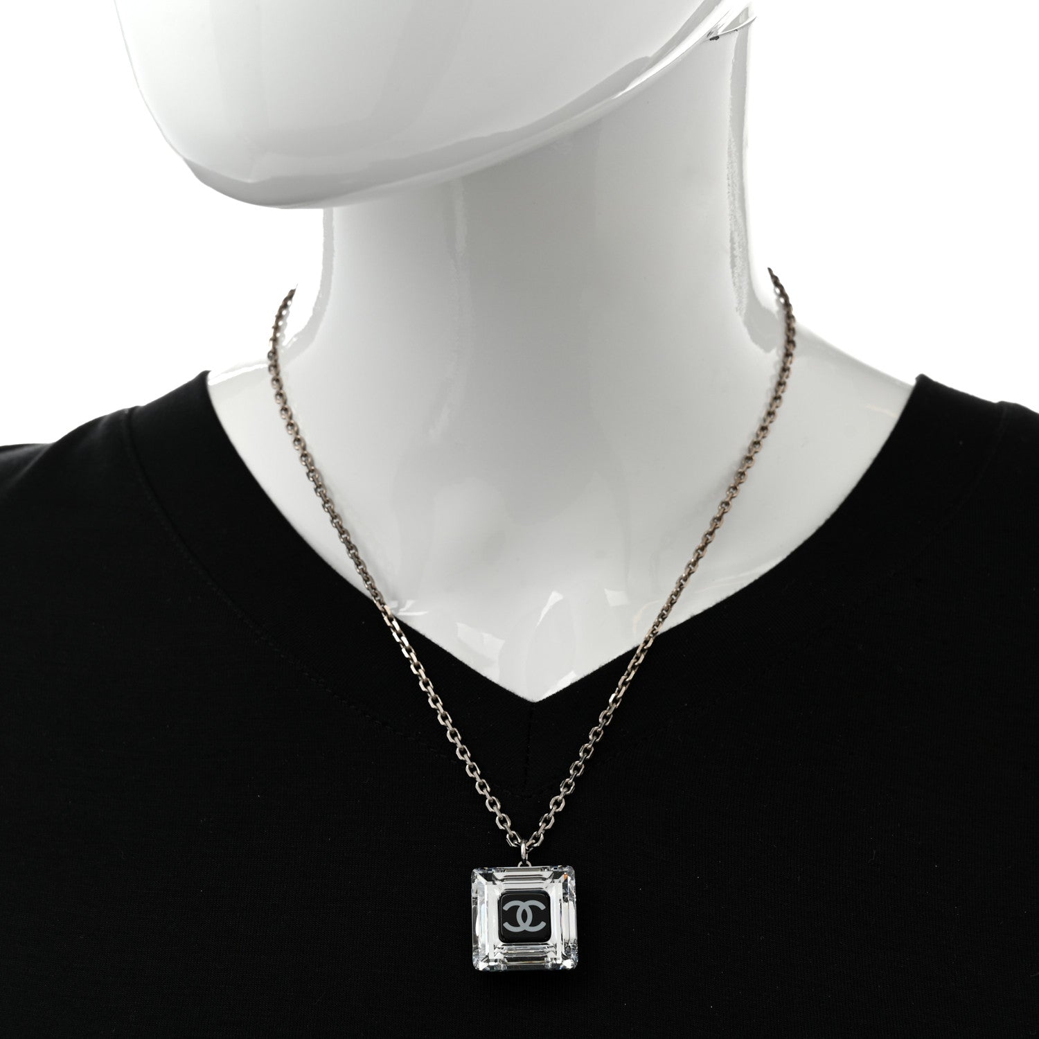Chanel Lucite CC Square Charm Necklace 2 of 7