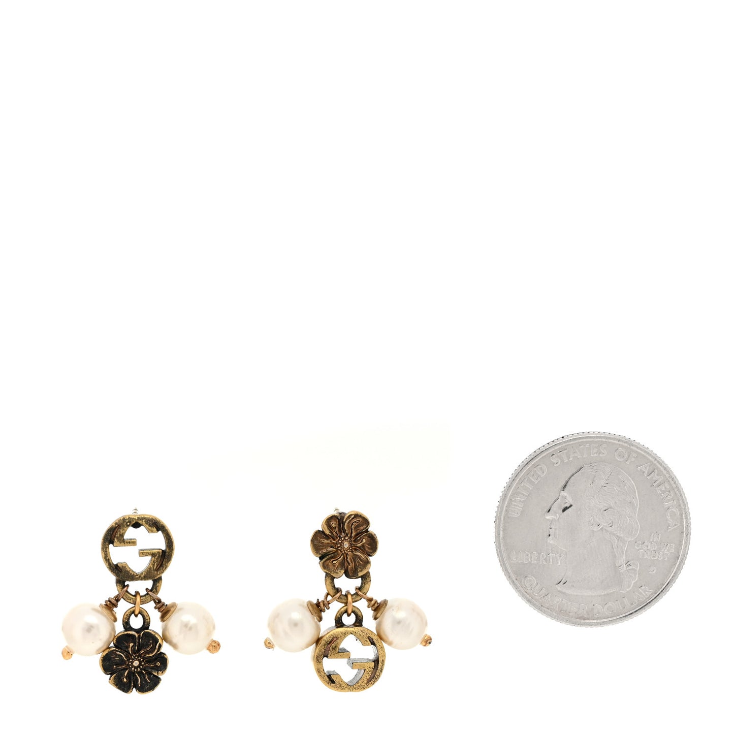 Pearl Flower GG Earrings Gold