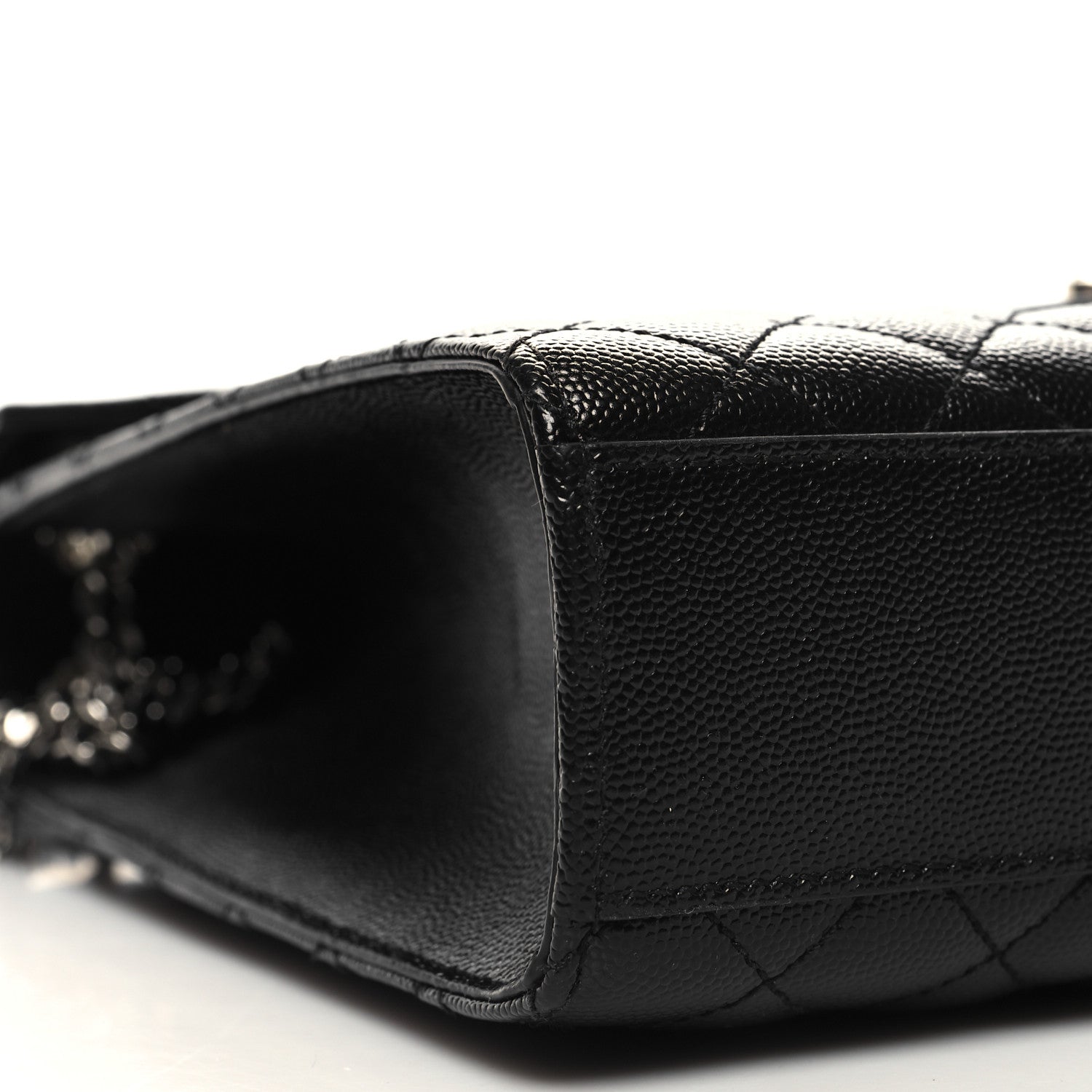 Saint Laurent Grain De Poudre Textured Mixed Matelasse Large Triquilt Monogram Satchel Black 9 of 10