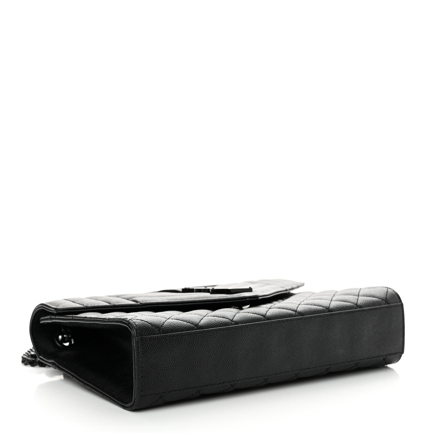 Saint Laurent Grain De Poudre Textured Mixed Matelasse Triquilt Medium Monogram Monochrome Satchel Black 4 of 14