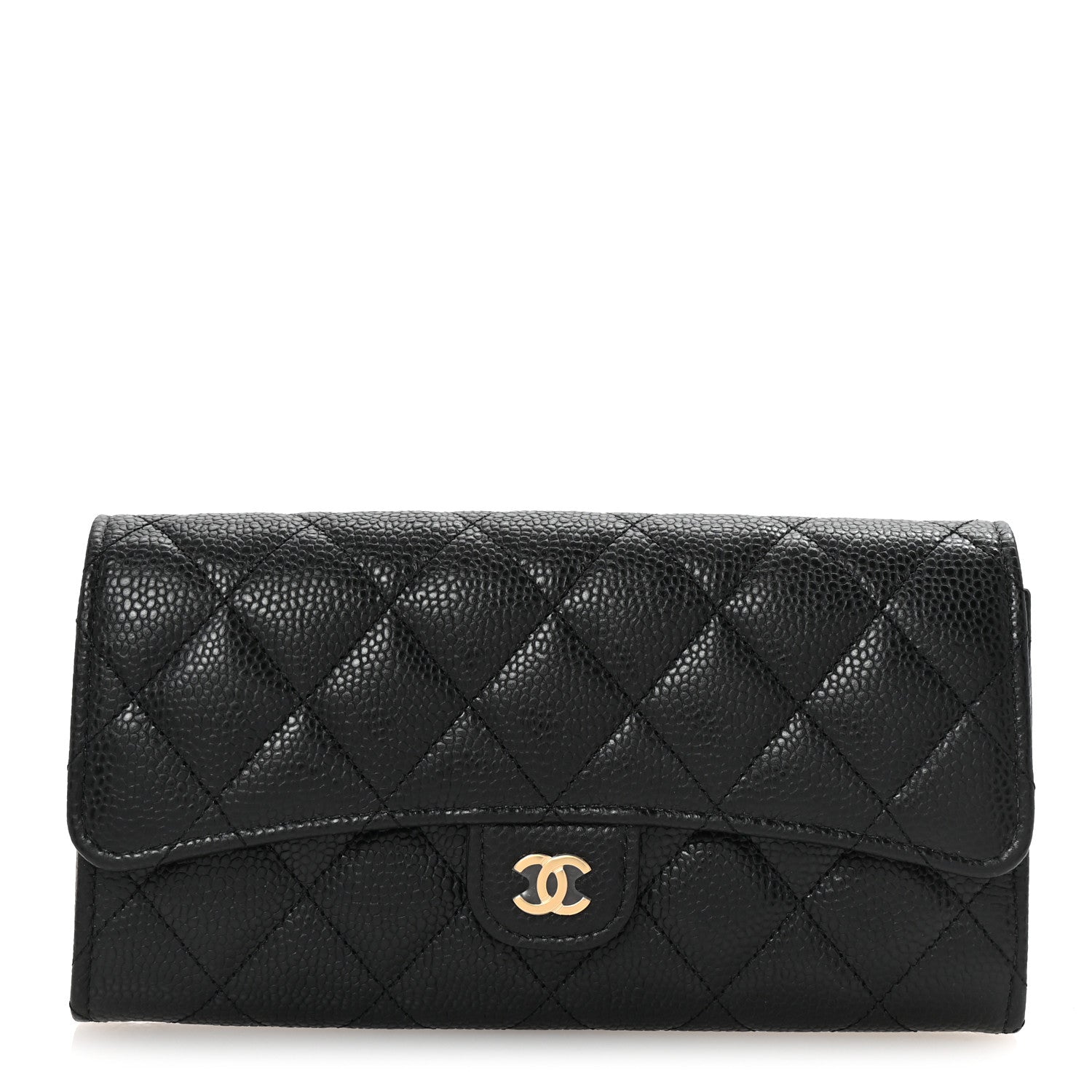 Chanel Caviar Quilted Large Gusset Flap Wallet Black 1 of 8
