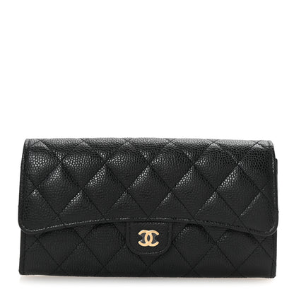 Chanel Caviar Quilted Large Gusset Flap Wallet Black 1 of 8