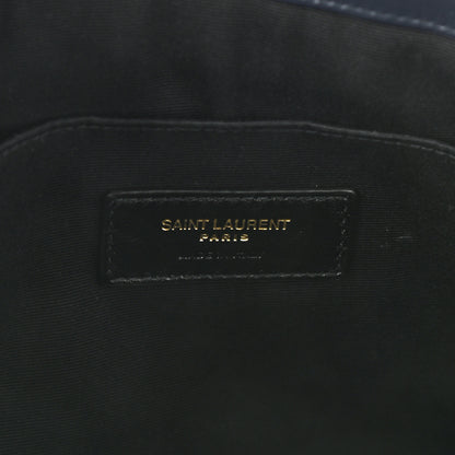 Saint Laurent Calfskin Matelasse Chevron Monogram Document Holder Marine 6 of 8