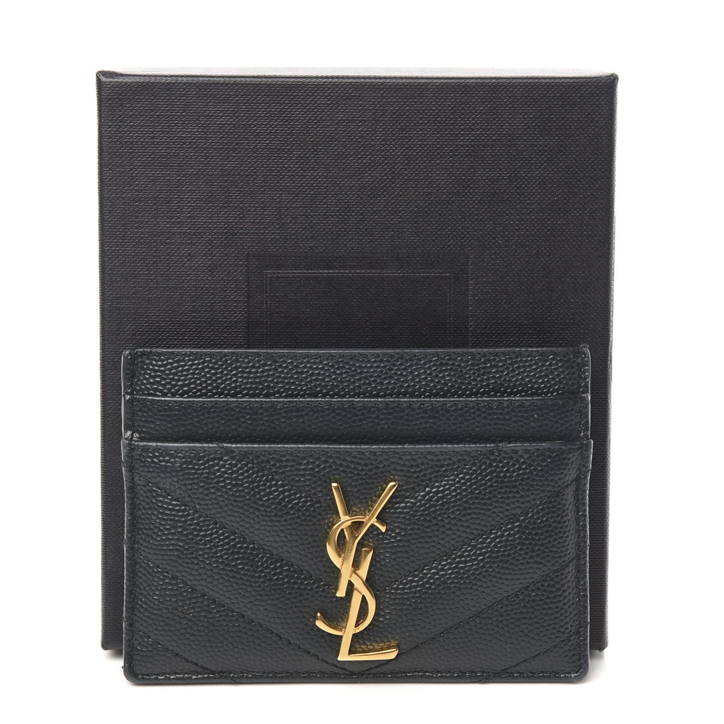 Grain De Poudre Matelasse Chevron Monogram Credit Card Case Black