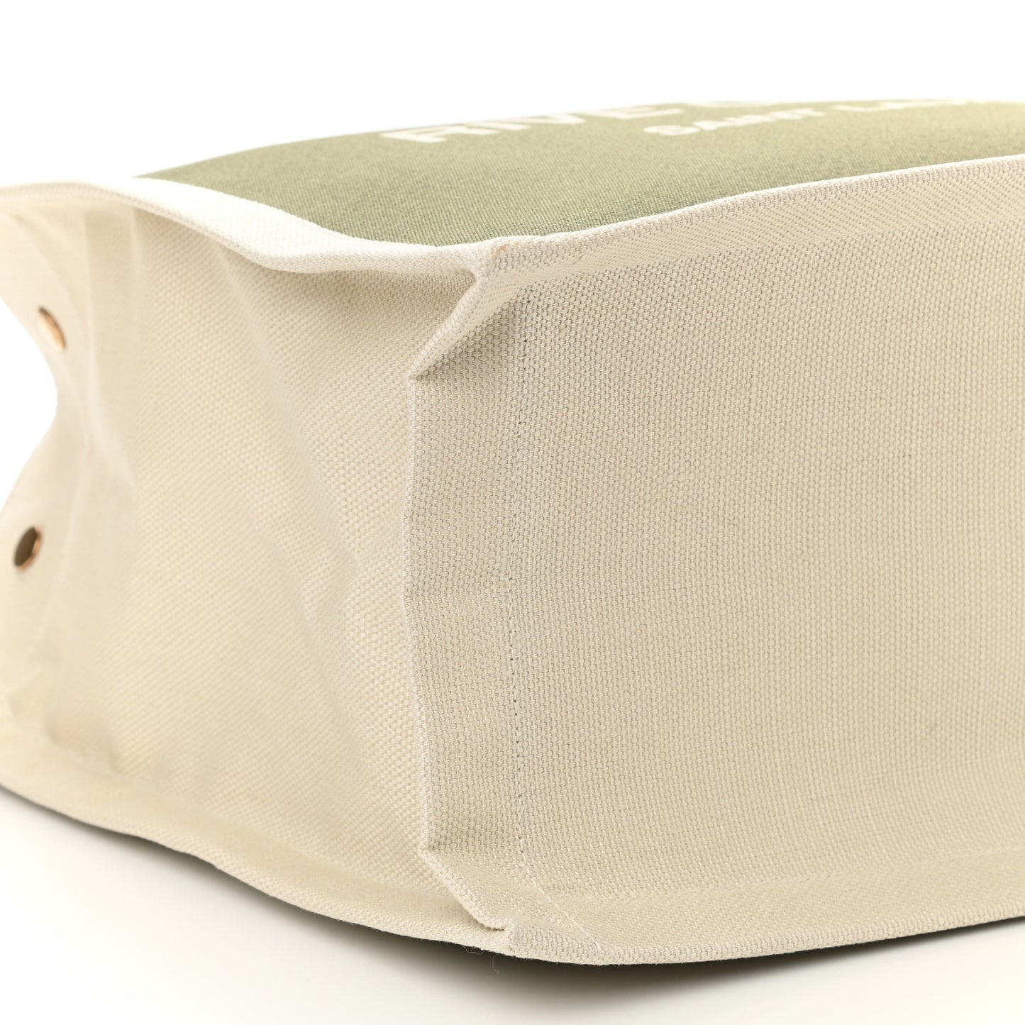 Linen Calfskin Small Rive Gauche Tote Military Green Blanc Vintage