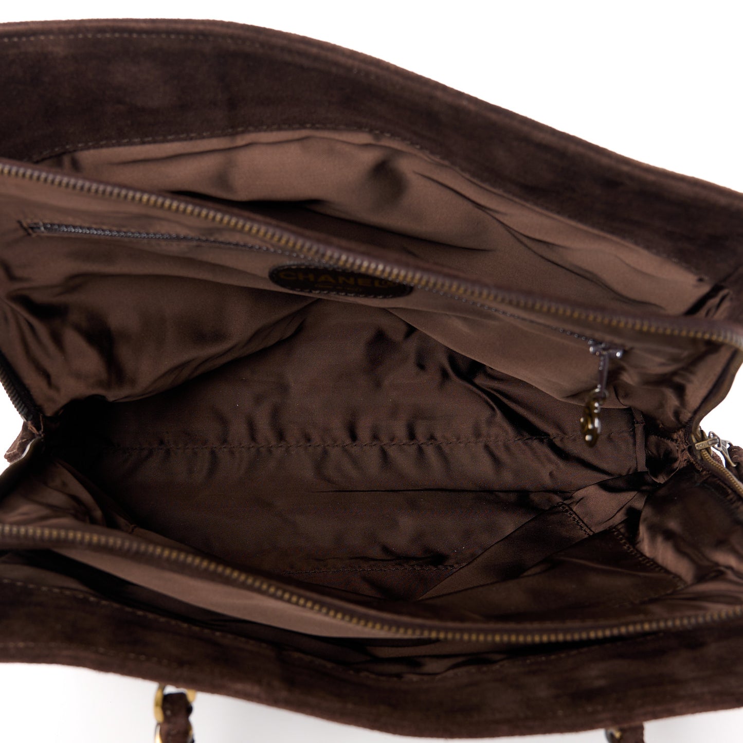 Suede Shopping Chain Tote Brown