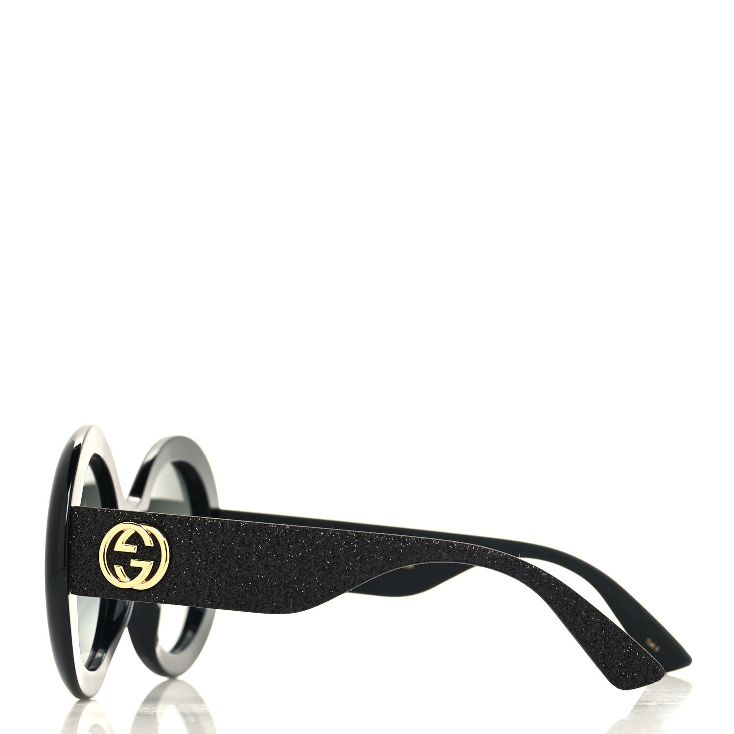 Gucci Acetate Round GG0101S Glitter Sunglasses Black 3 of 7