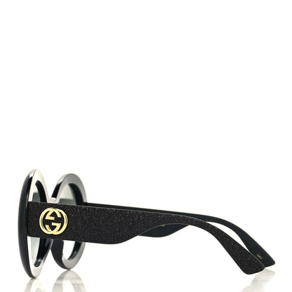 Gucci Acetate Round GG0101S Glitter Sunglasses Black 3 of 7