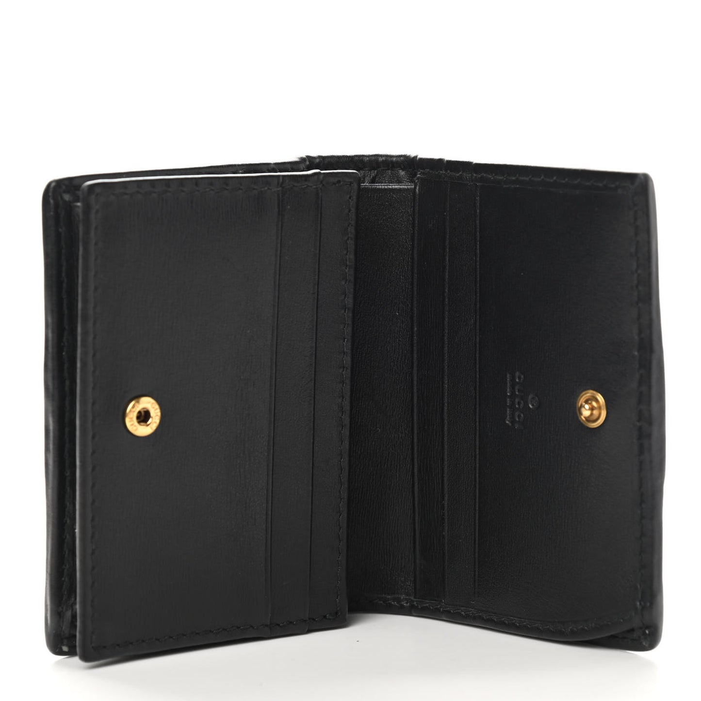 Calfskin Web Trapuntata GG Marmont Card Case Wallet Black