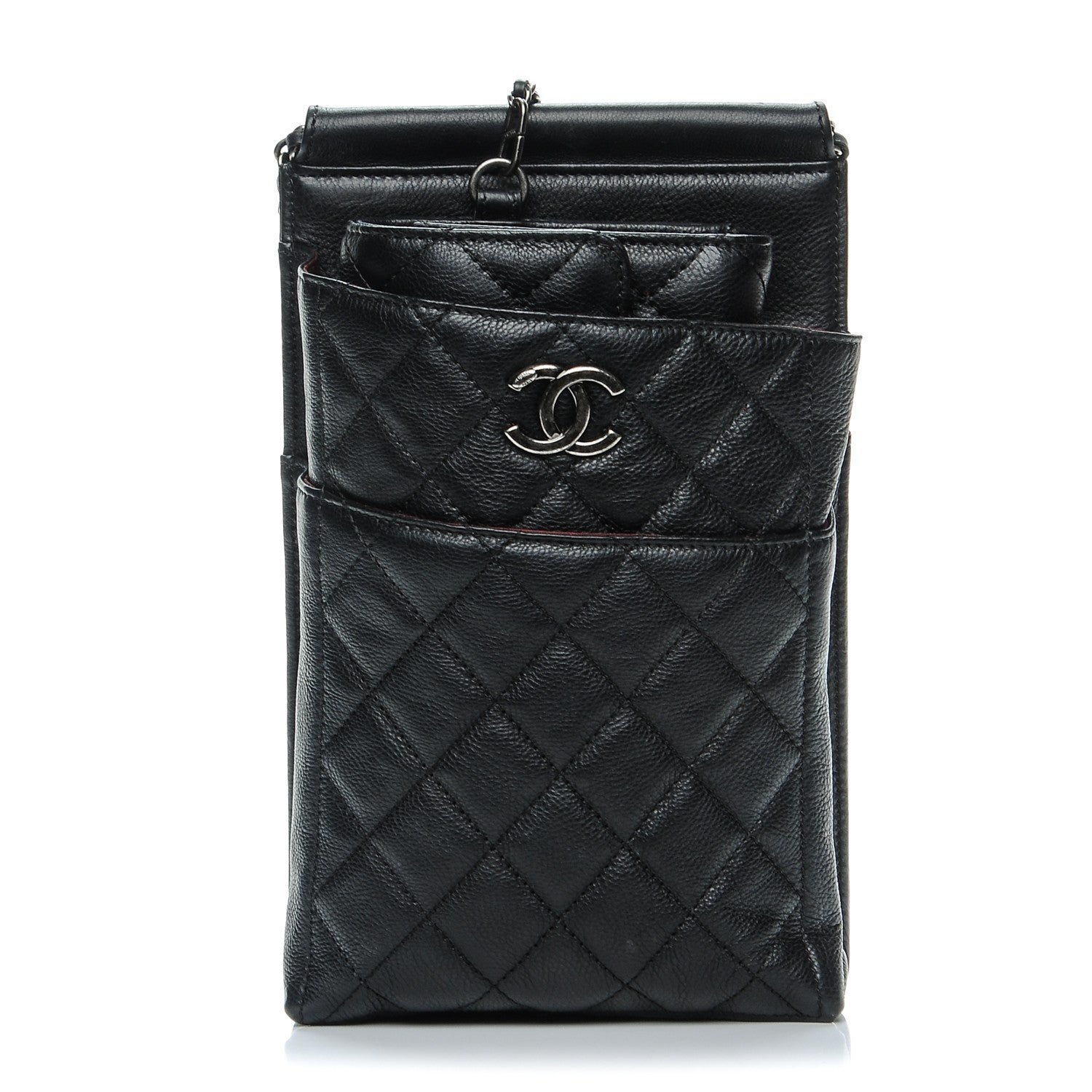 Chanel Calfskin Quilted CC Waiter Clutch Clutch With Chain Black 1 of 8