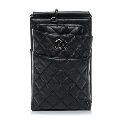 Chanel Calfskin Quilted CC Waiter Clutch Clutch With Chain Black 1 of 8