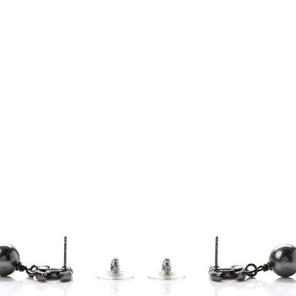Chanel Pearl CC Drop Earrings Ruthenium Grey 3 of 4