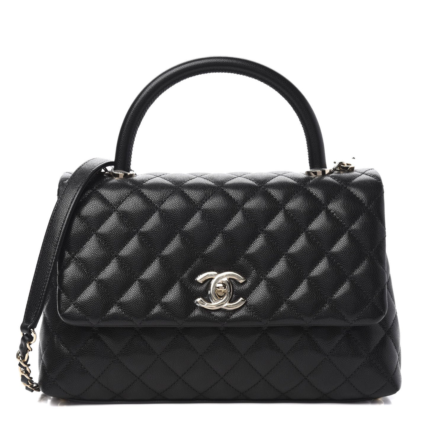 Caviar Quilted Small Coco Handle Flap Black