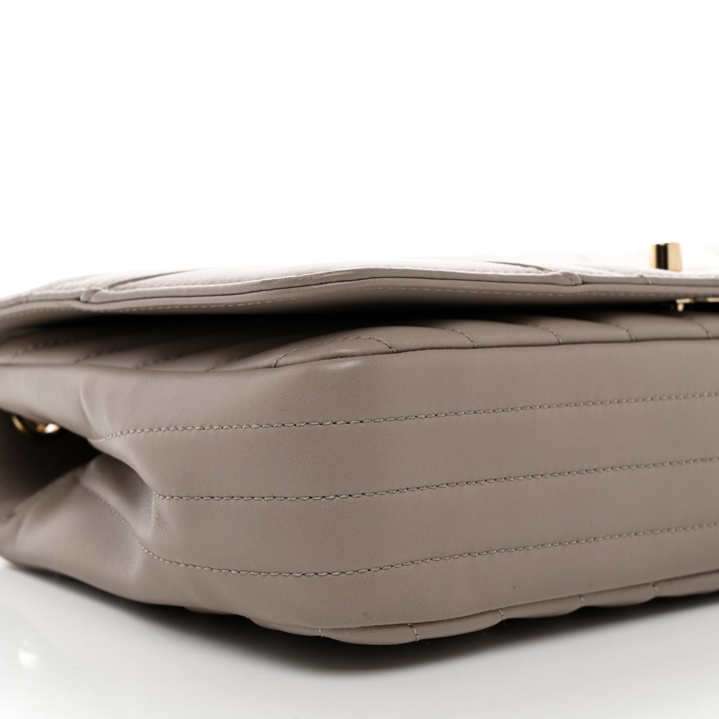 Calfskin Chevron Quilted Large Statement Flap Beige