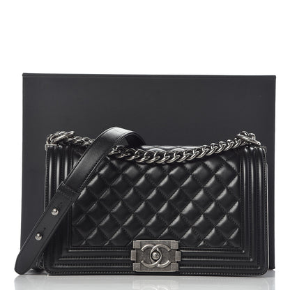 Chanel Lambskin Quilted Medium Boy Flap Black 11 of 11