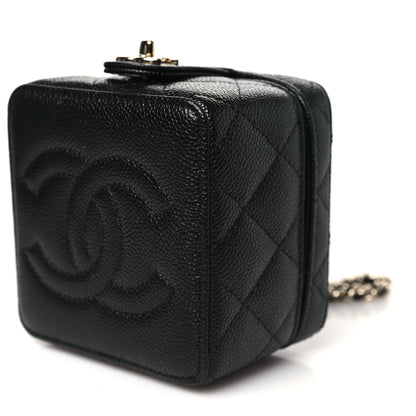 Chanel Caviar Quilted Mini Vanity Wrist Case With Chain Black 10 of 11