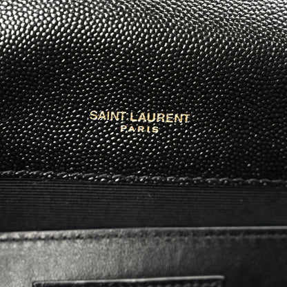 Saint Laurent Grain De Poudre Textured Mixed Matelasse Triquilt Medium Monogram Satchel Black 7 of 11