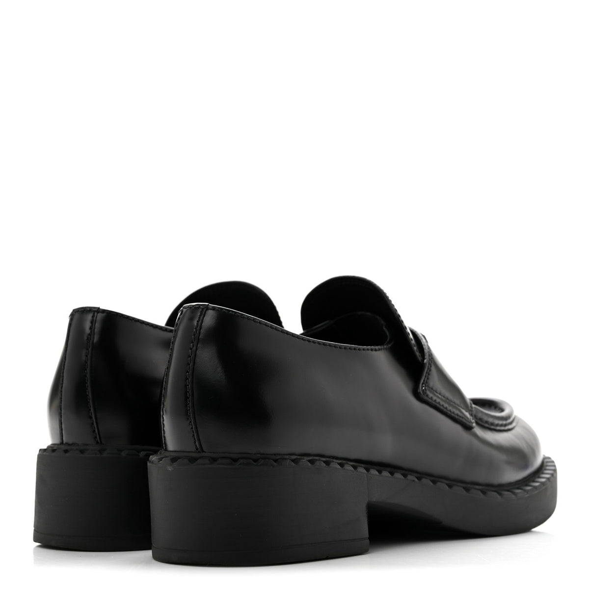 Prada Spazzolato Metal Triangle Logo 50mm Loafers 37 Black 5 of 10