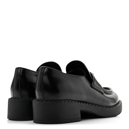 Prada Spazzolato Metal Triangle Logo 50mm Loafers 37 Black 5 of 10