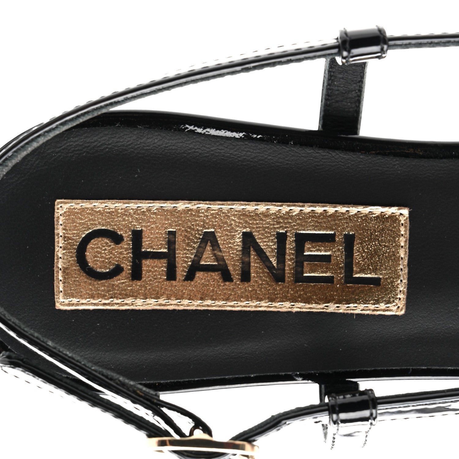 Chanel Patent CC Low Heel Slingback 38 Black 7 of 10