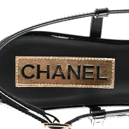 Chanel Patent CC Low Heel Slingback 38 Black 7 of 10