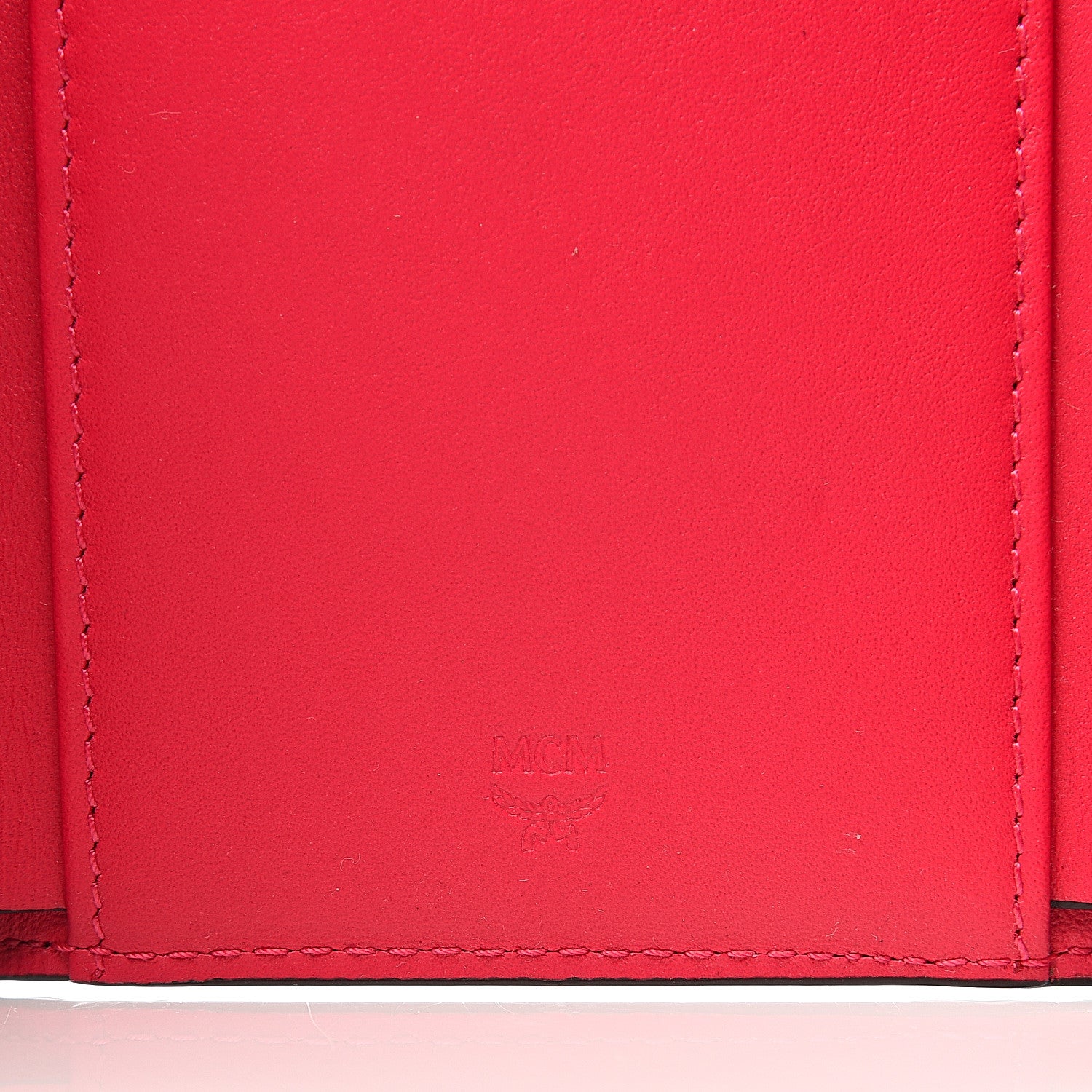 MCM Patent Monogram Three Fold Wallet Red 5 of 7
