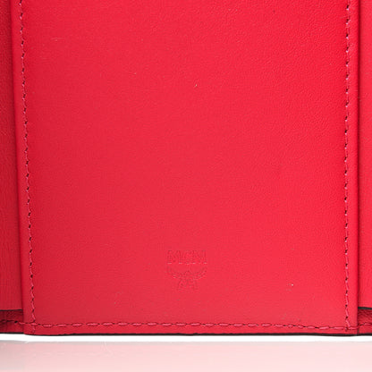 MCM Patent Monogram Three Fold Wallet Red 5 of 7