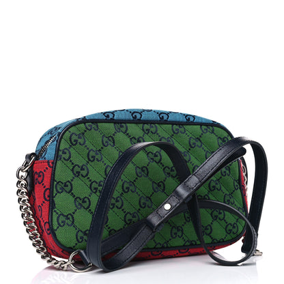 Gucci Monogram Multicolor Matelasse Diagonal Small GG Marmont Chain Shoulder Bag Pink Blue Green Red Light Blue 2 of 4