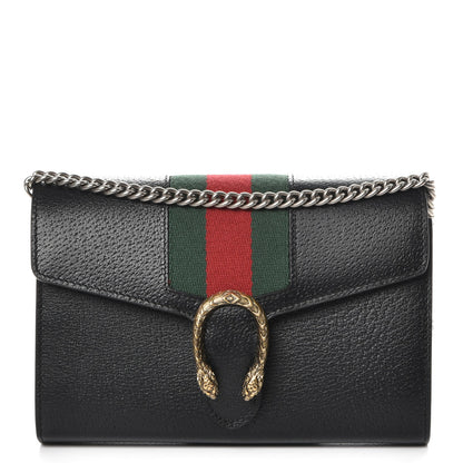 Gucci Calfskin Web Mini Dionysus Chain Wallet Black 1 of 8