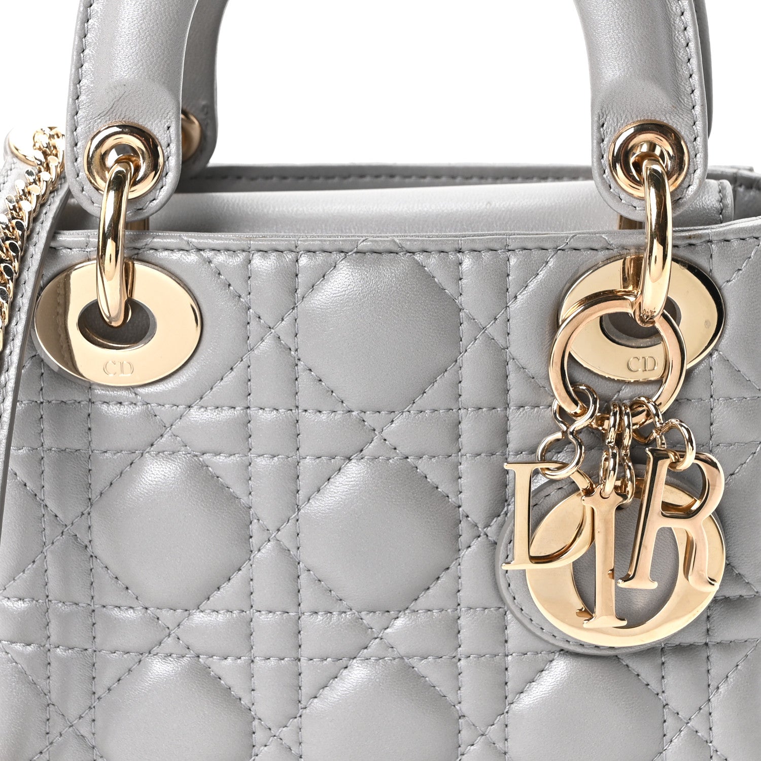 Christian Dior Lambskin Cannage Mini Lady Dior Gray Opaline 8 of 10