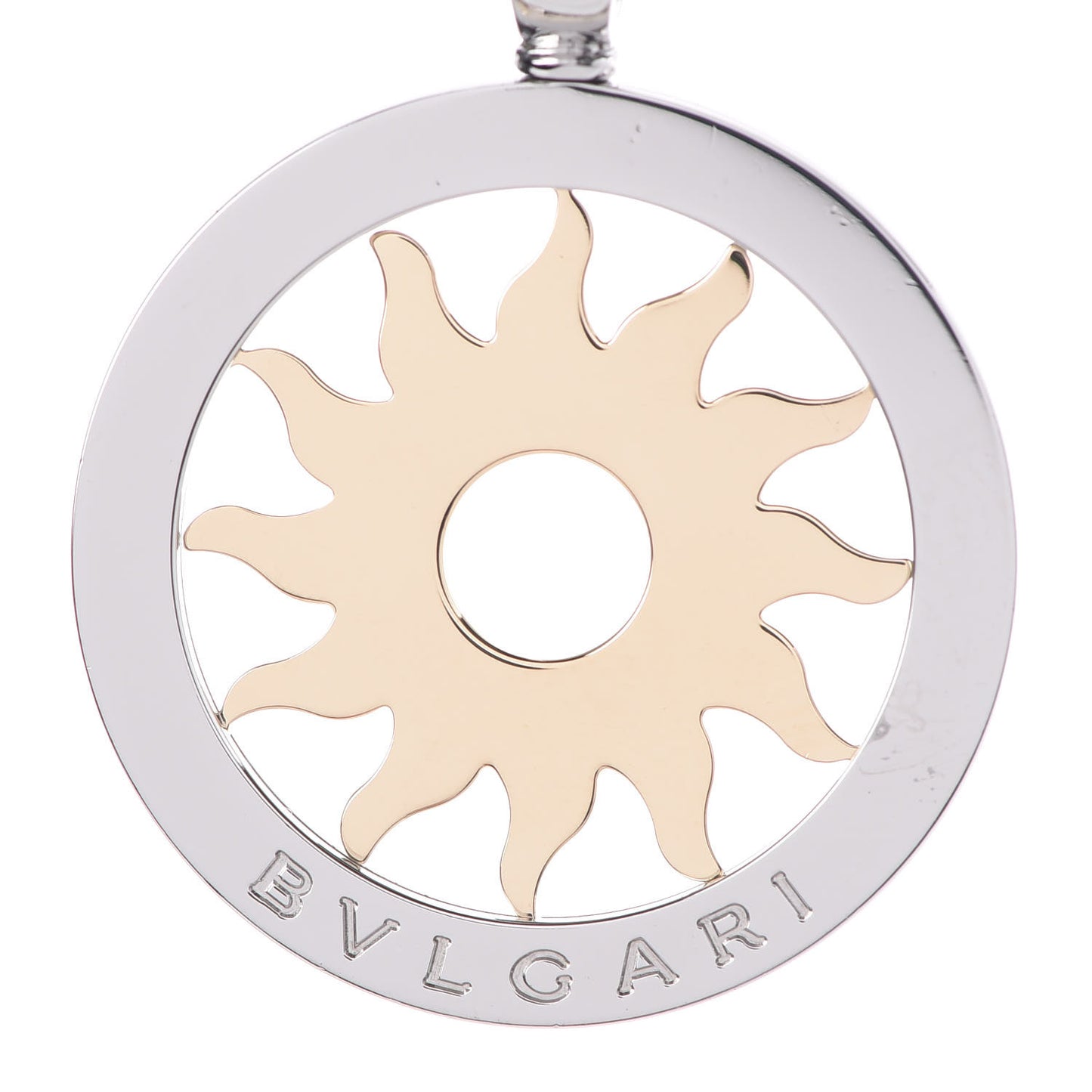 18K Yellow Gold Stainless Steel Tondo Sun Pendant Necklace