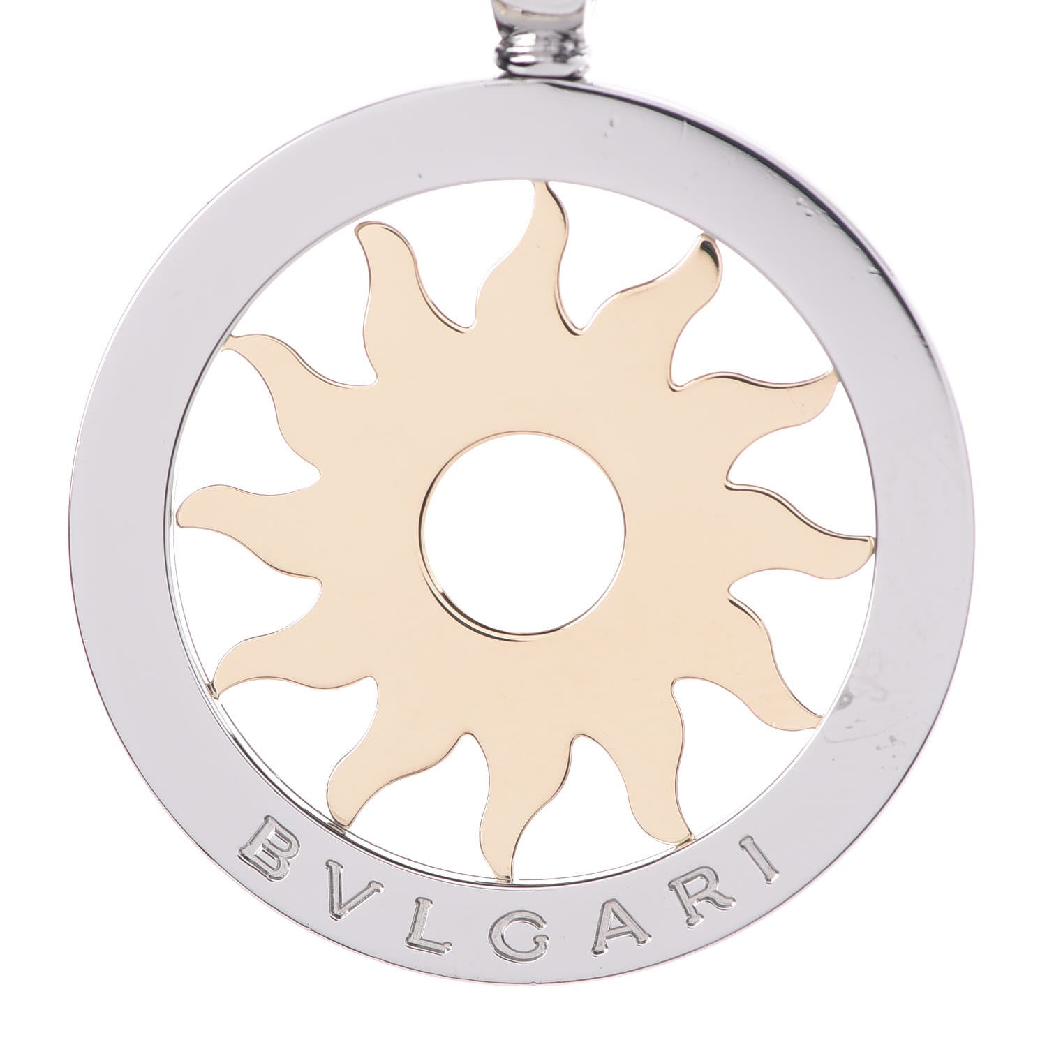Bulgari 18K Yellow Gold Stainless Steel Tondo Sun Pendant Necklace 5 of 7