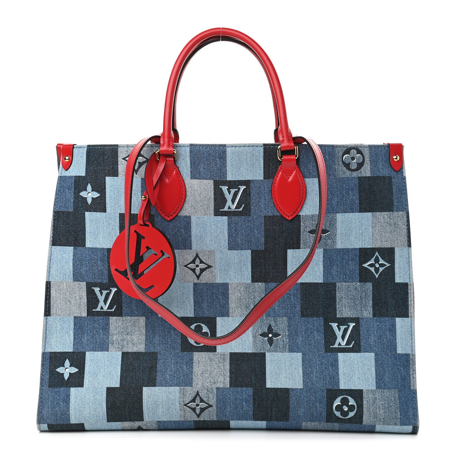 Louis Vuitton Denim Damier Monogram Onthego Blue Rouge 1 of 8