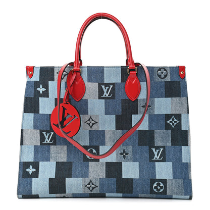 Louis Vuitton Denim Damier Monogram Onthego Blue Rouge 1 of 8