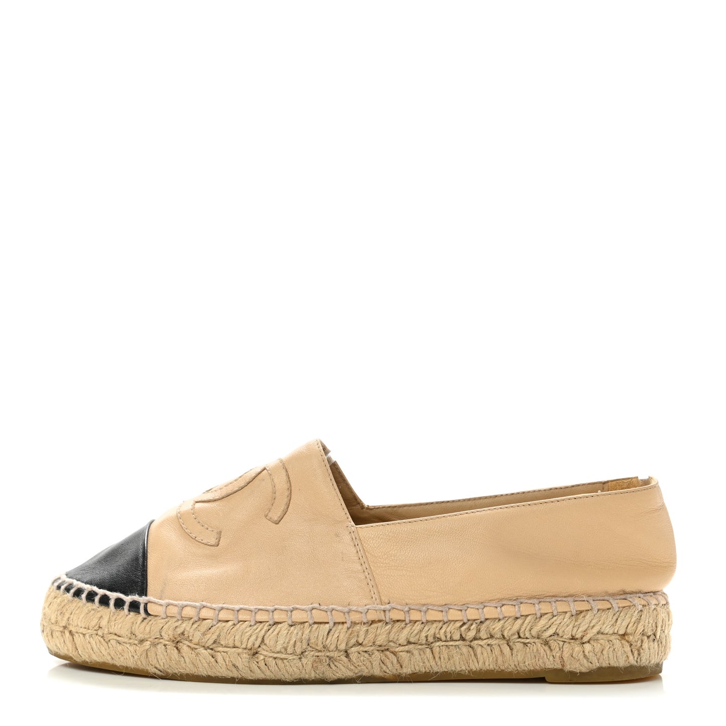 Lambskin CC Espadrilles 37 Beige Black