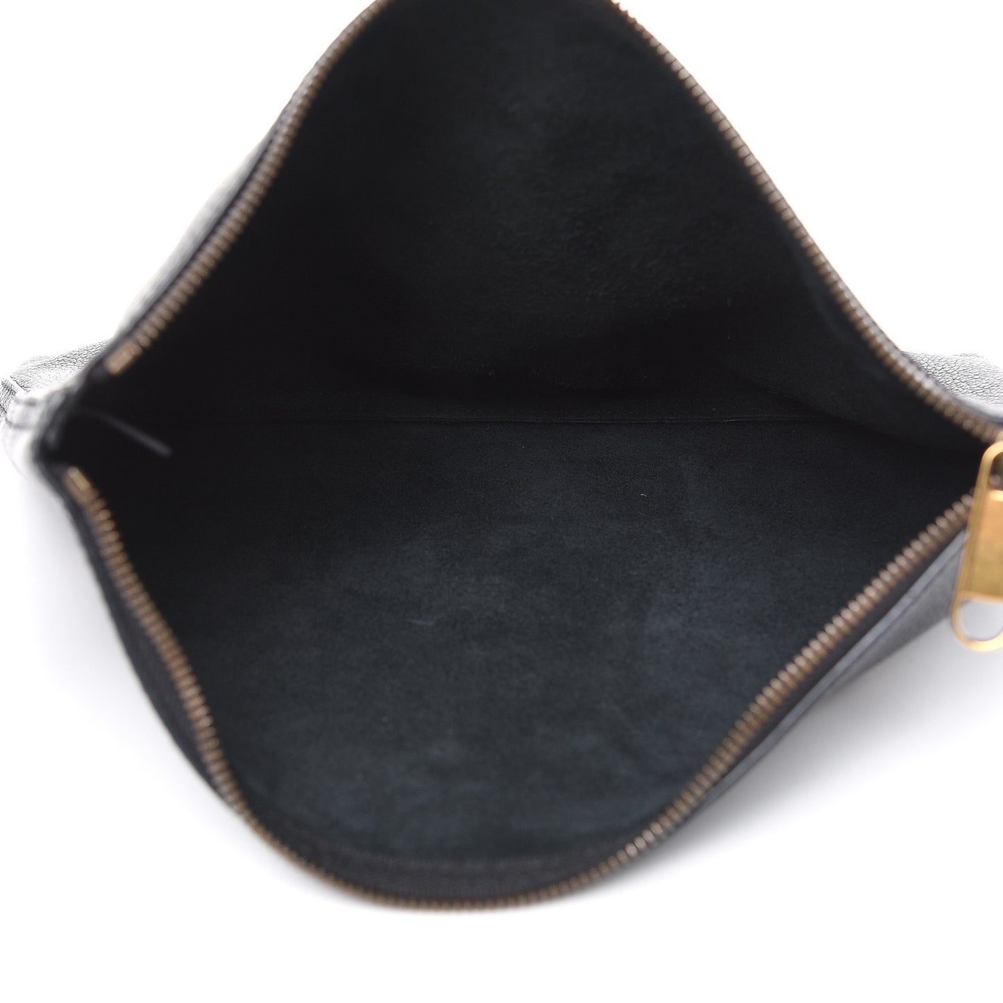 Pebbled Calfskin Medium Logo Portfolio Clutch Black