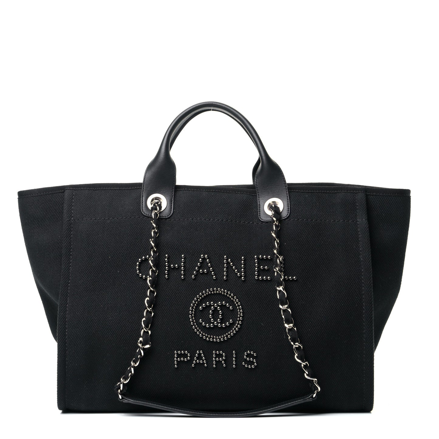Canvas Pearl Medium Deauville Tote Black
