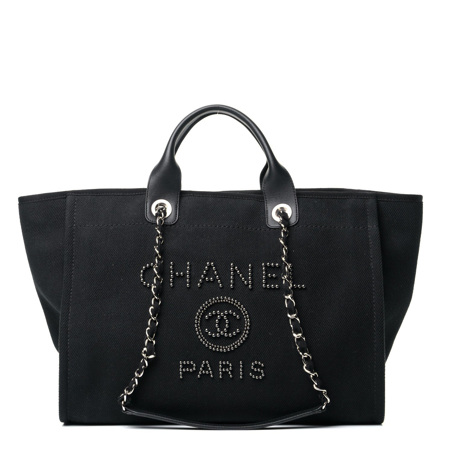 Chanel Canvas Pearl Medium Deauville Tote Black 1 of 7